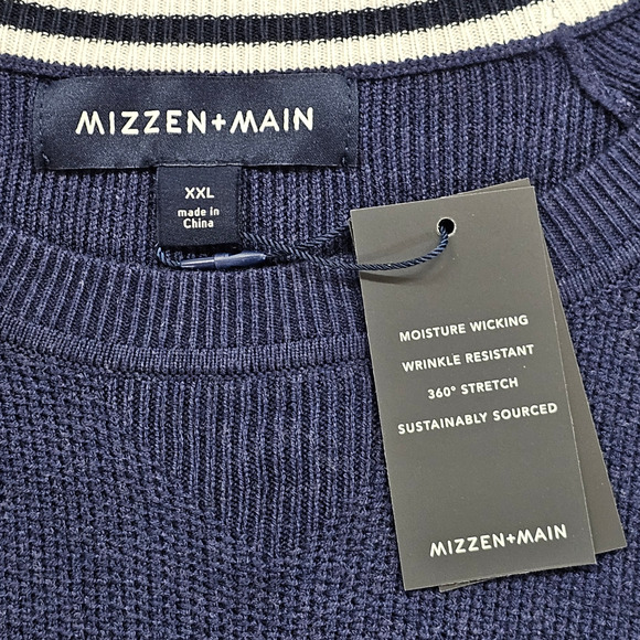 NWT Mizzen Main Sweater Mens XXL Blue Cassady Crew Neck Moisture Wicking Soft - Picture 8 of 15